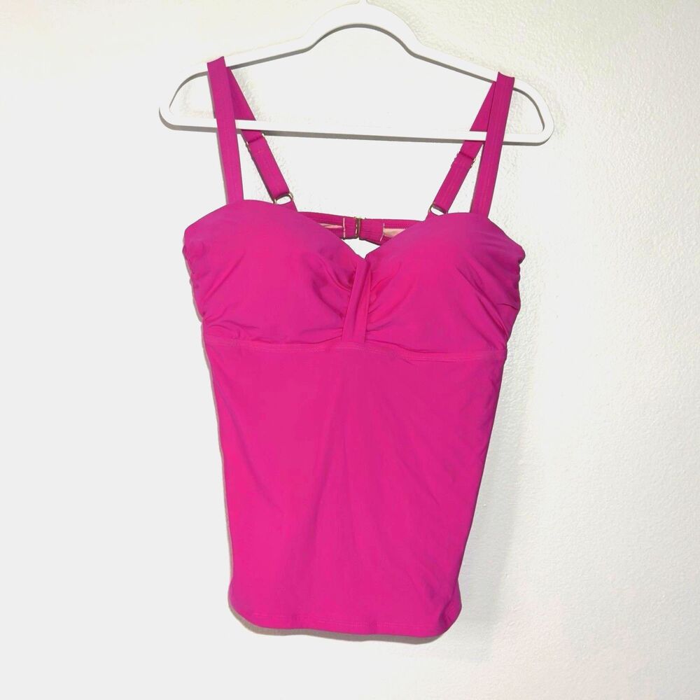 NWT ALEX MARIE TANKINI SWIM TOP HOT PINK FUSHIA MOLDED CUP SIZE L